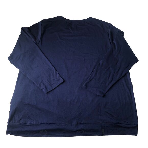 Shein Curve 4XL Blue Long Sleeve Top Ruched With Buttons On One Side - Picture 2 of 9